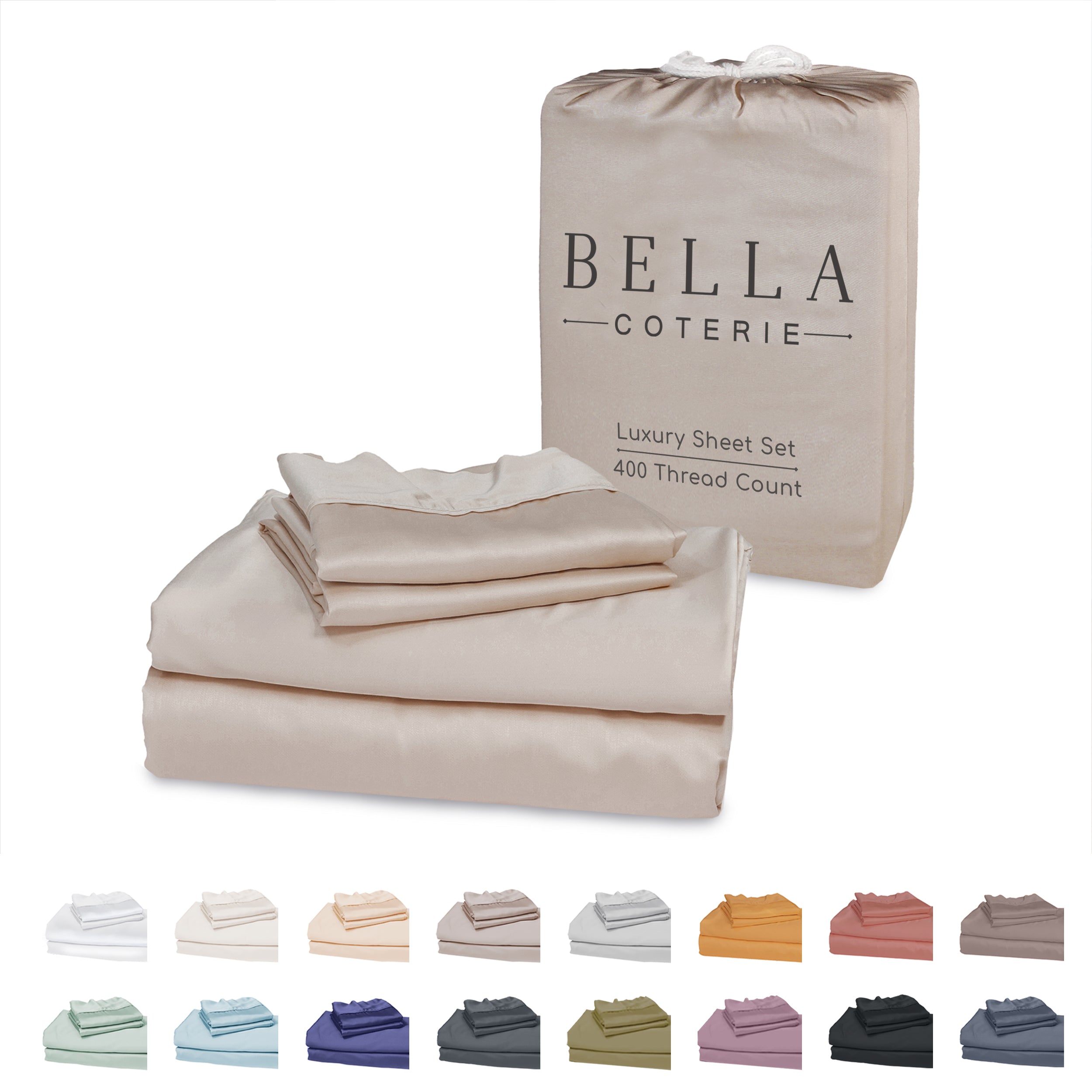 Bella Coterie Luxury Queen Size Bamboo Sheet Set - Organically Grown, Ultra Soft, Cooling for Hot Sleepers, 18" Deep Pocket Viscose Made From Bamboo - Thumbnail 2